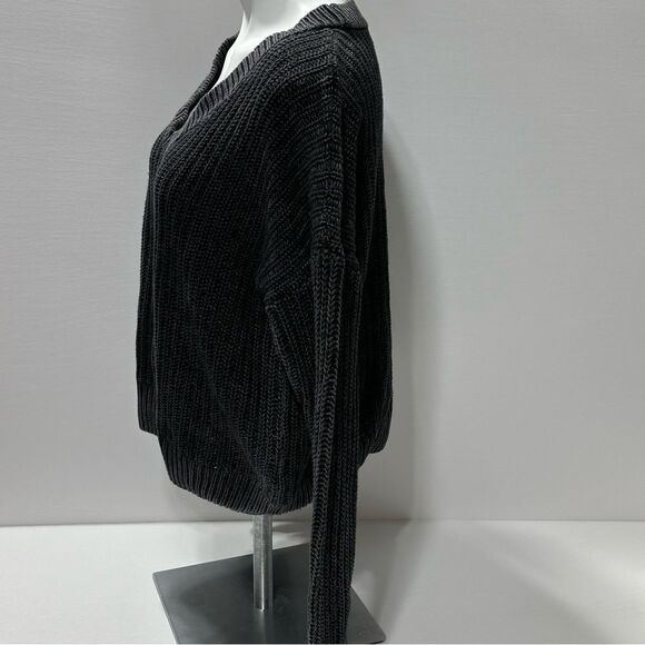 Love Pink Forenza Cropped Sweater Chunky Knit Sweater Grey V Neck M - Picture 4 of 10